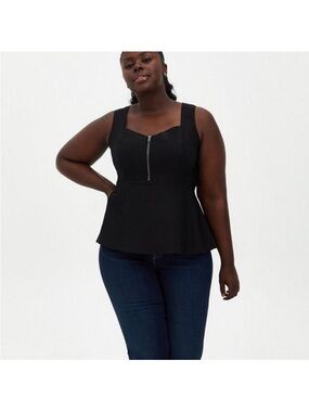 torrid Black Sleeveless Zip-Front Flared Tank